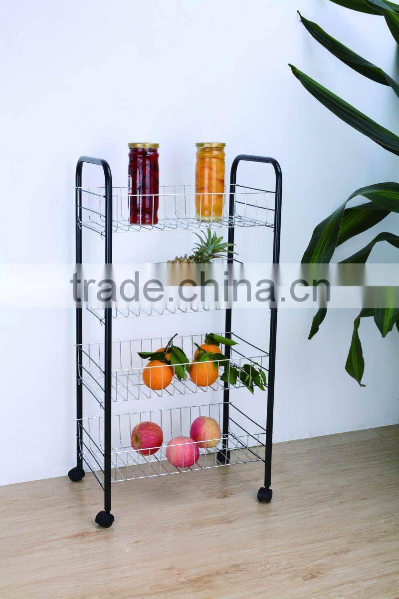 hot sell 4 Tier moving metal modern kitchen shelves