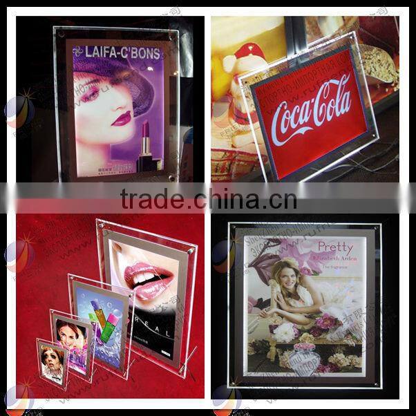 custom acrylic led edge lit sign photo picture frame