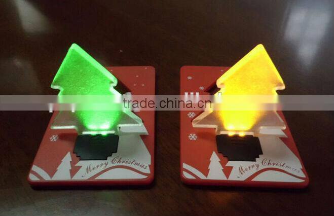 Christmas tree mini pocket credit card LED lamp as Christmas gift