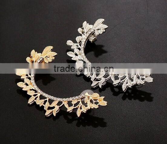 >> SW16420 new arrival Fashionable crystal leaf cuff earrings/