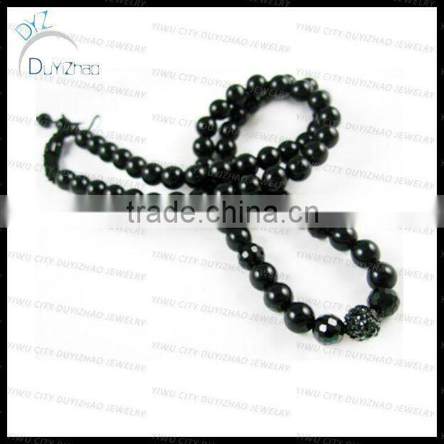 Fashion black glass bead shamballa necklace