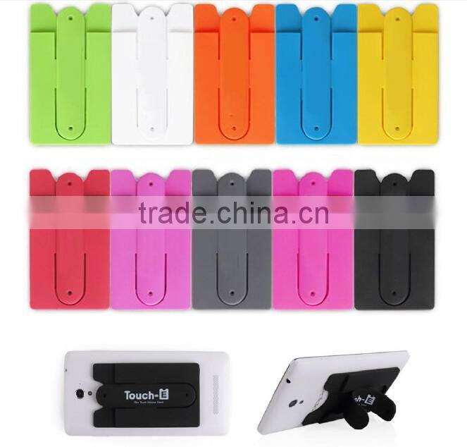 Promotion Gift Silicone Smart Wallet With Snap Stand for Cell Phone