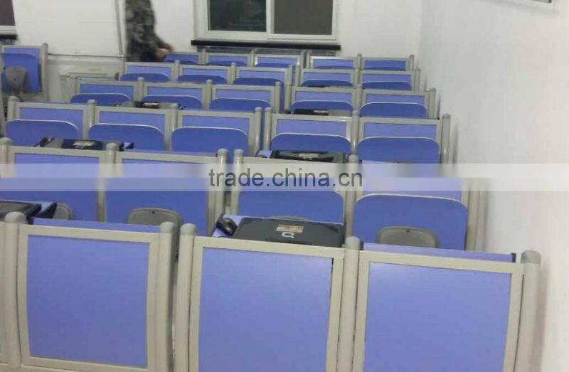 blue bent plywood seat and back lecture hall folding chair