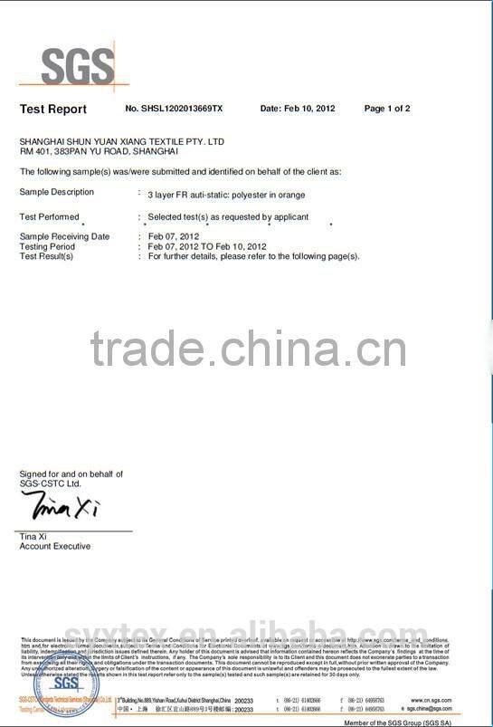 Waterproof Fire Proof Fabric for safety workwear