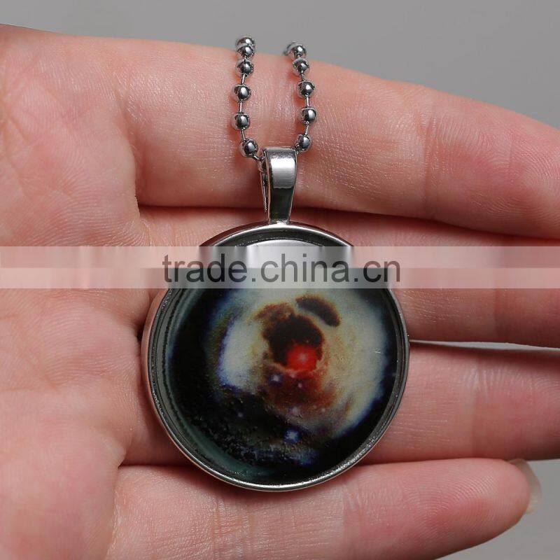 Dog Glow in The Dark Pendant Necklace Round Glass Necklace Glow in The Dark Jewelry