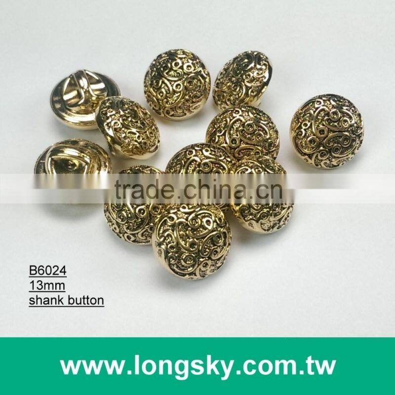(#B6042/13mm) Taiwan made classical plated cloud stripes small shank buttons for lady dress