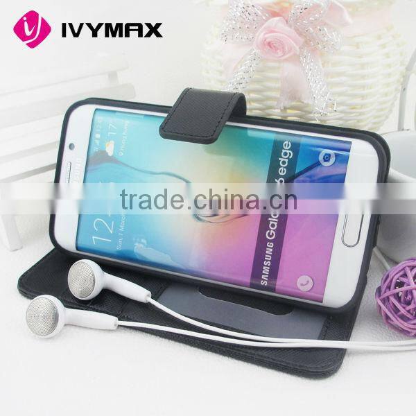 Wallet PU leather mobile phone case manufacturer for samsung galaxy s6 edge
