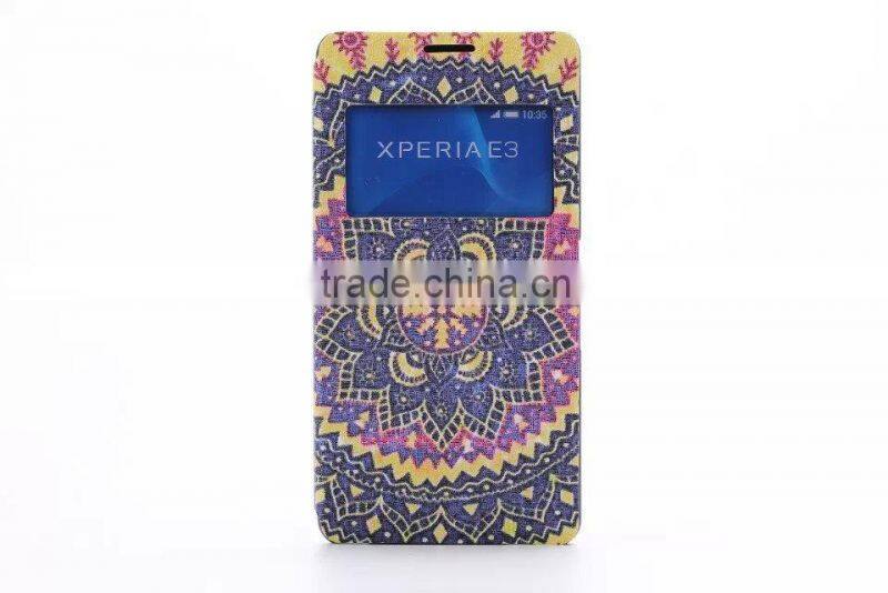 Water printing PU cell phone case For SONY E3