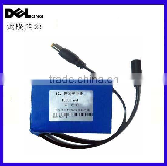 OEM/ODM 12v light weight battery pack 10ah with switch led indicator for LED light/panel&Camera/IP Camera