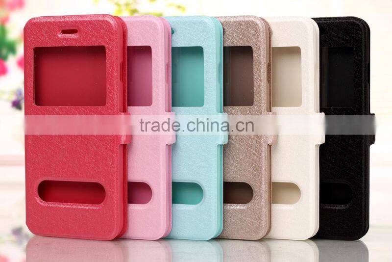High Quality Flip PU Wallet Leather Case With Double Window For iPhone 5 5s