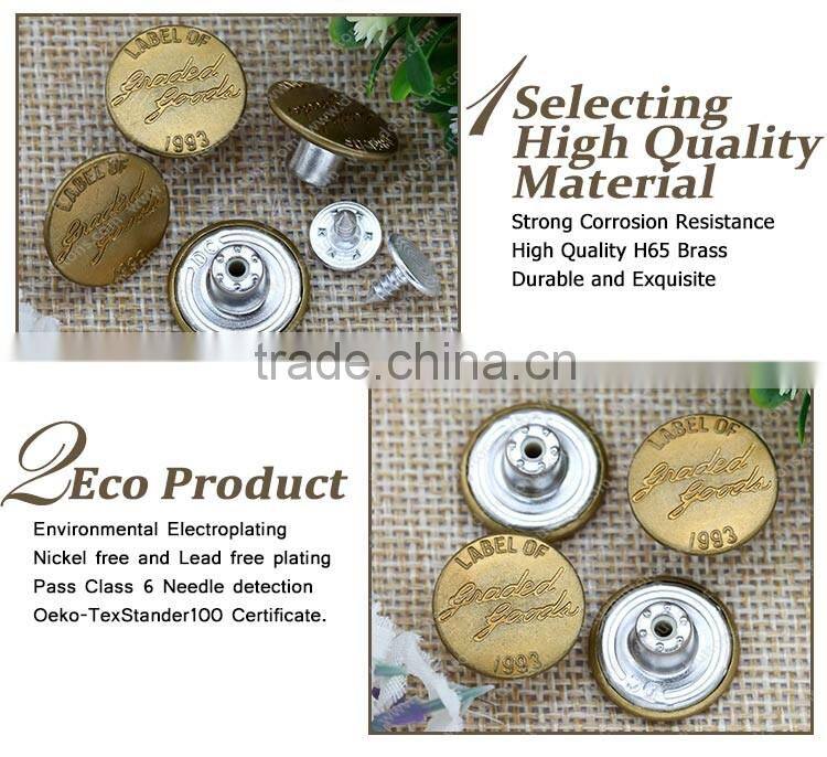 Wholesale Custom Fancy Screw Jean Button,Jean Rivet for Clothing