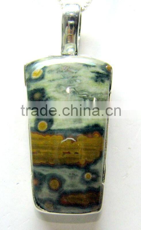 Turquoise Tumble Cabochon Pendant , 925 Solid Sterling Silver Pendant, Designer Silver Prong Pendant