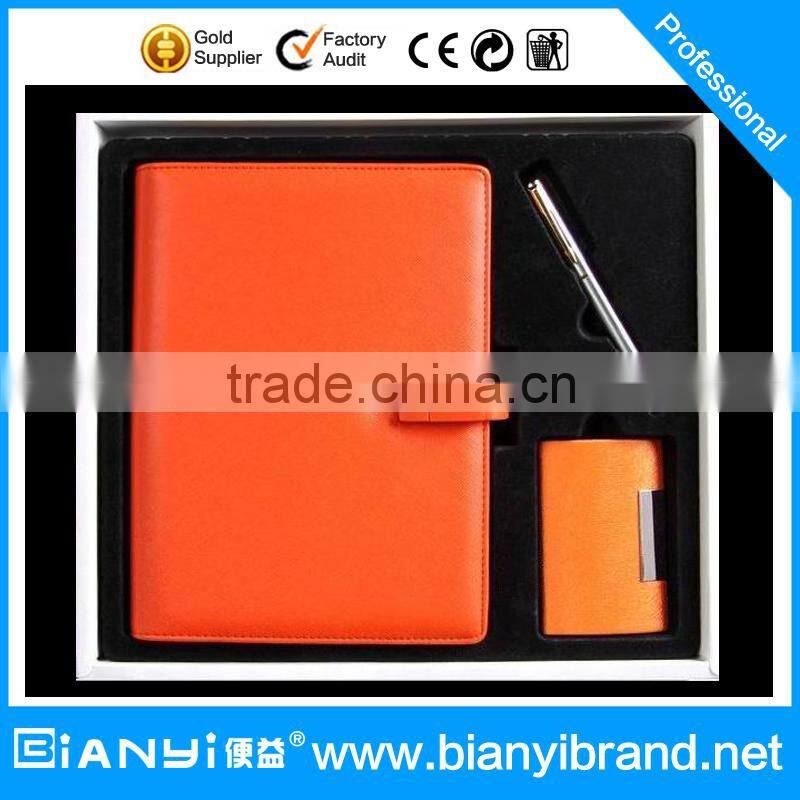 Leather notebook gift set with power bank & usb flash drive & pen