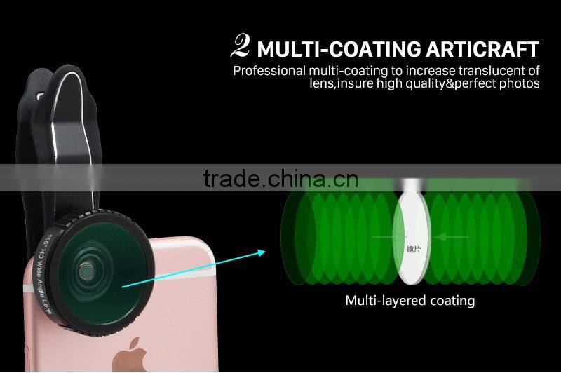 No Distortion Wide Angle Lens Clip HD 165 Degree Mobile Phone Wide Lens for iPhone 6S SE Samsung S8 S7 Huawei P9