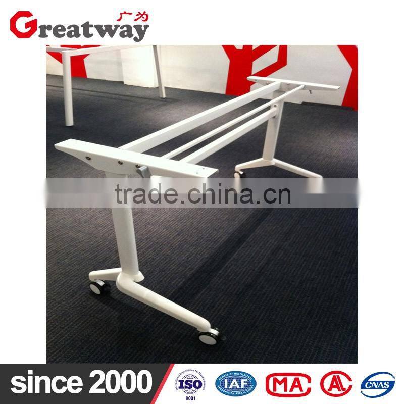 popular white powder coating folding steel table frame for meeting folding table