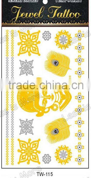 Metallic Gold Silver Black Factory Wholesale Temporary Tattoo for Women