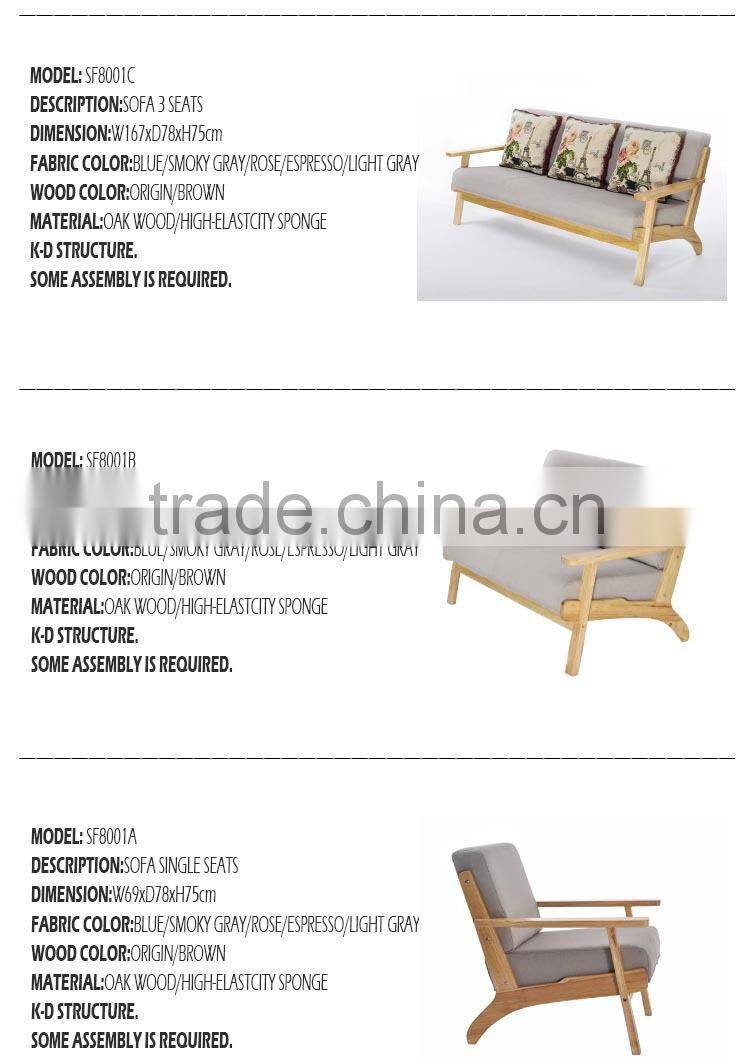 Simple Oak Sofa with Single Double & Three Seats