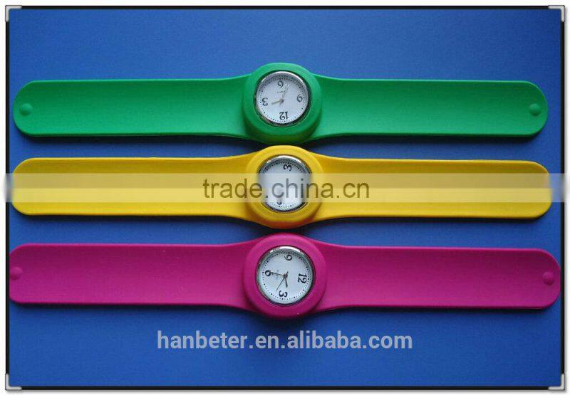 2014 latest hot sale unisex vogue colorful silicone slap watch digital ring watch