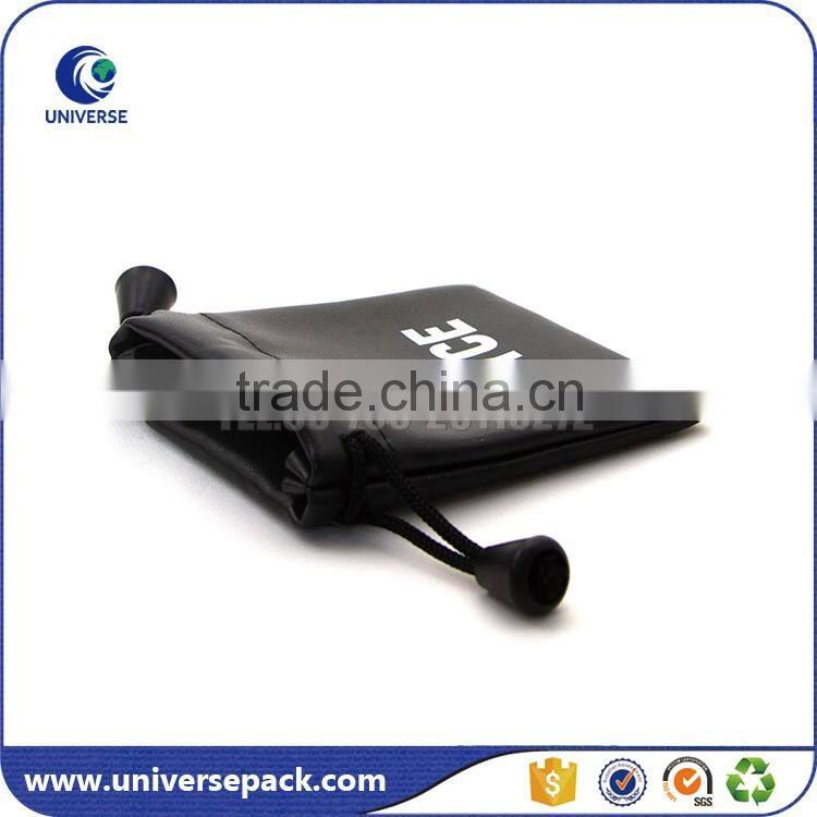 Printed logo leather document bag with polyester lining for export