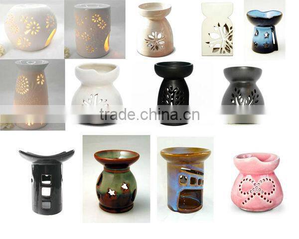 custom high gloss black glazed ceramic Black Petal Cut Out Oil Burner
