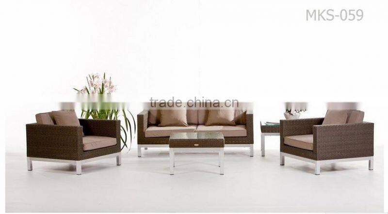 Antique synthetic rattan sofa set resort furniture - Poly rattan outdoor sofa set furniture