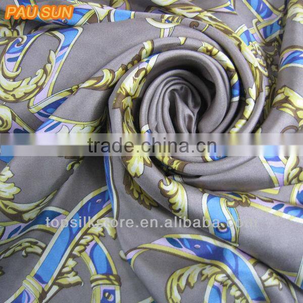 90x90 cm square designer brand twill silk scarf