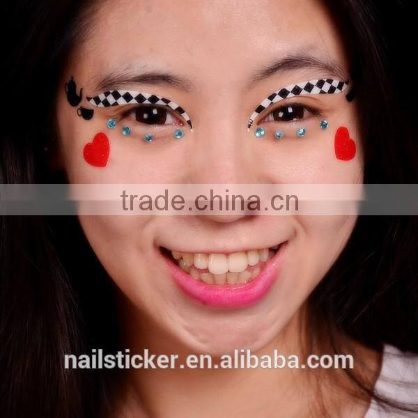 Custom new fashion party face rhinestone tattoo sticker acrylic makeup self-adhesive face paint sticker