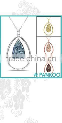 Stock European 925 sterling silver micro pave cubic zirconia shiny pendant