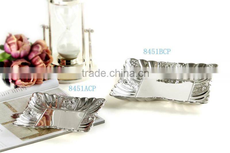 antique and silver metal serving tray for home decoration and wedding for food