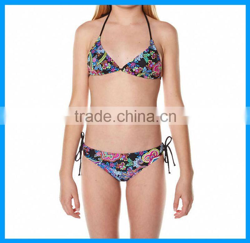 Domi full sexy photos girls removable foam cups and silver embroidery kids fashion bikini for girls