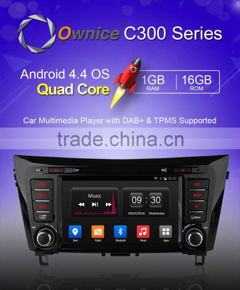 Ownice quad core android 4.4 car gps navigation for nissan qashqai/x-trial 16 ROM support DVR TPMS