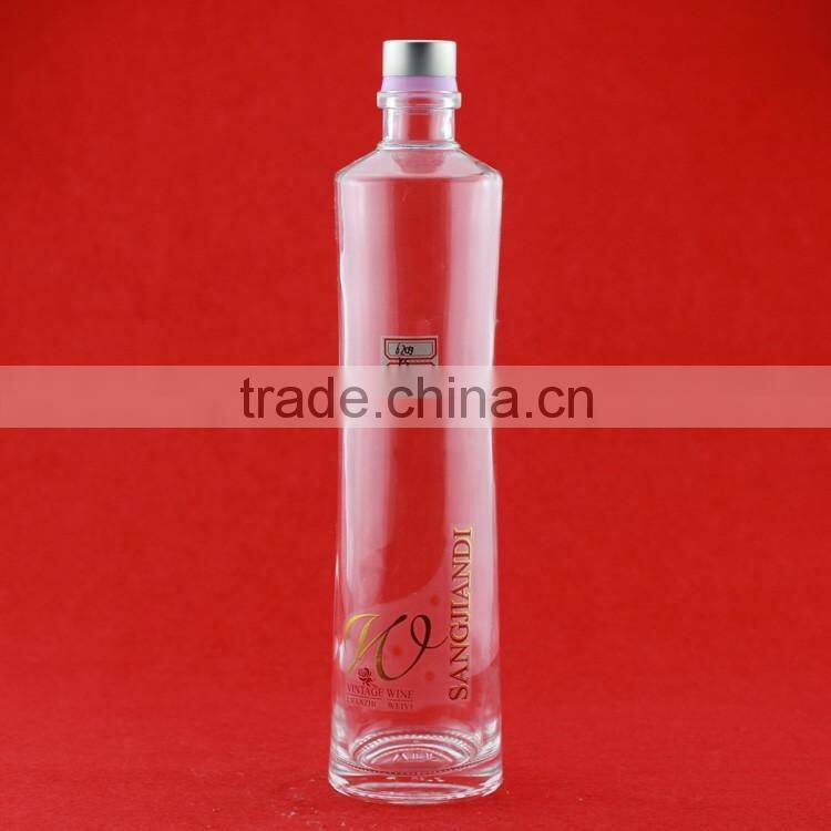 2015 new design Round frosted vodka bottles 750ml flint glass wine bottle Canopus glass liquor bottles