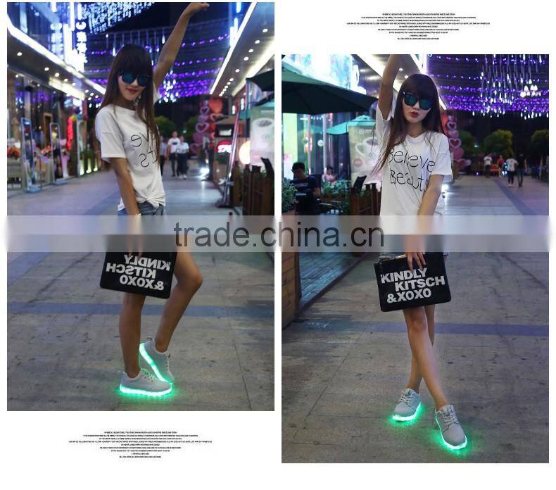 mesh led schuhe oem low moq customized footwear woman mens luminous led light up shoes