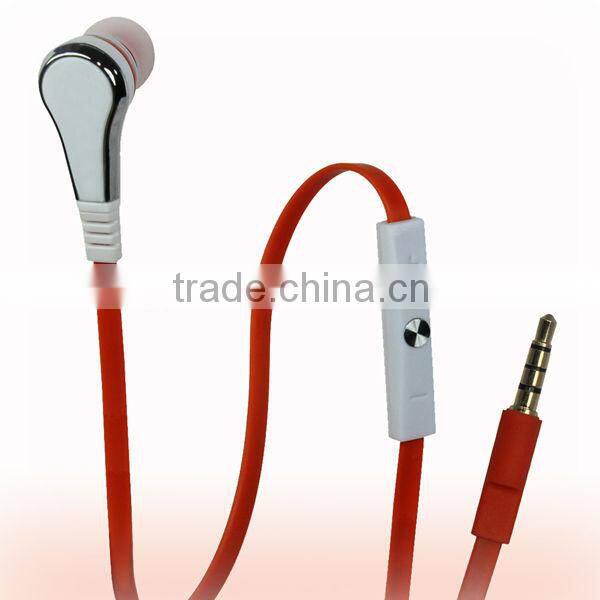 Flat cable fashion earphone for iPhone/Sony/Samsung mobile phones