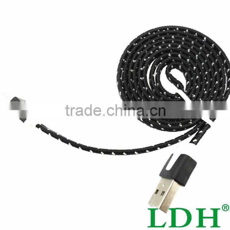 Durable Flat Braided Nylon Micro USB Charger Wire Data Sync Cable Cord for Samsung Galaxy S4 S6 Note 2 4 5 HTC LG Android Phone