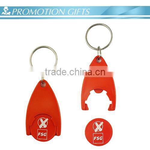 plastic trolley coin keying holder with logo for shopping cart