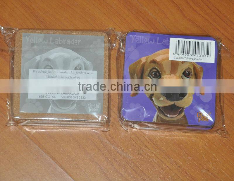 Custom made wood cup pad , cork mdf coaster set