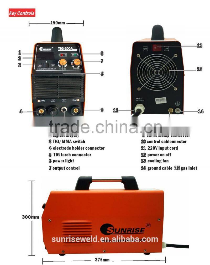 high quality mosfet heavy duty cycle portable inverter TIG-200A aluminum welding machine