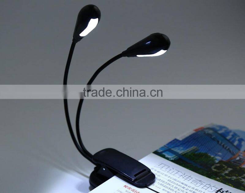 Made In China Colourful 2 Dual Arm Flexible Clip Book reading LED Light.