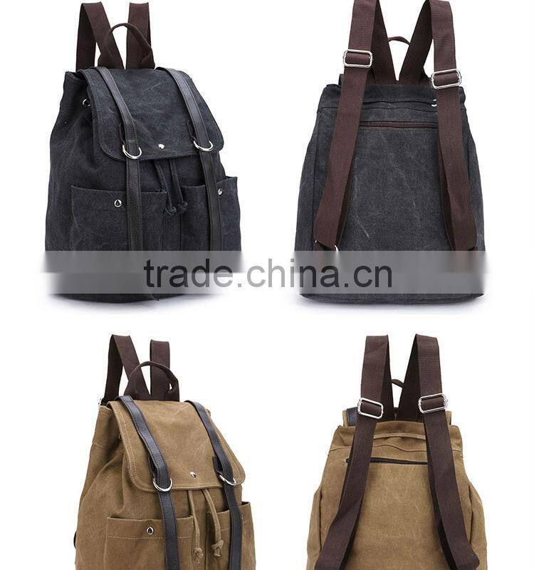 vivisecret China wholesale canvas leather backpack, fashion leisure satchel rucksack for boys