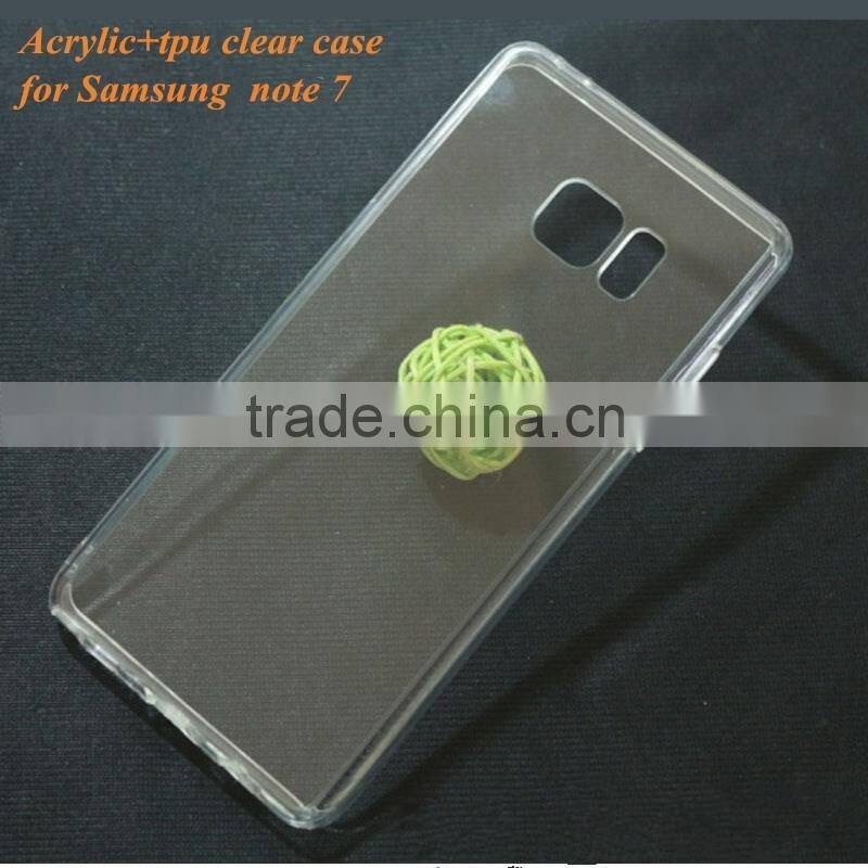 Mobile phone clear case for samsung note 7, for galaxy note 7 case, note 7 cover case with tpu bumper frame
