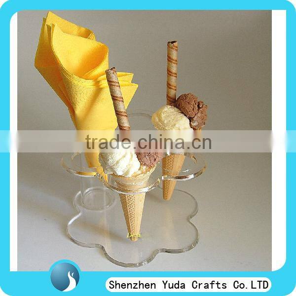 Flower shaped clear acrylic ice cream cone display for ice cream shop, buy made in china acrylic ice cream cone holder
