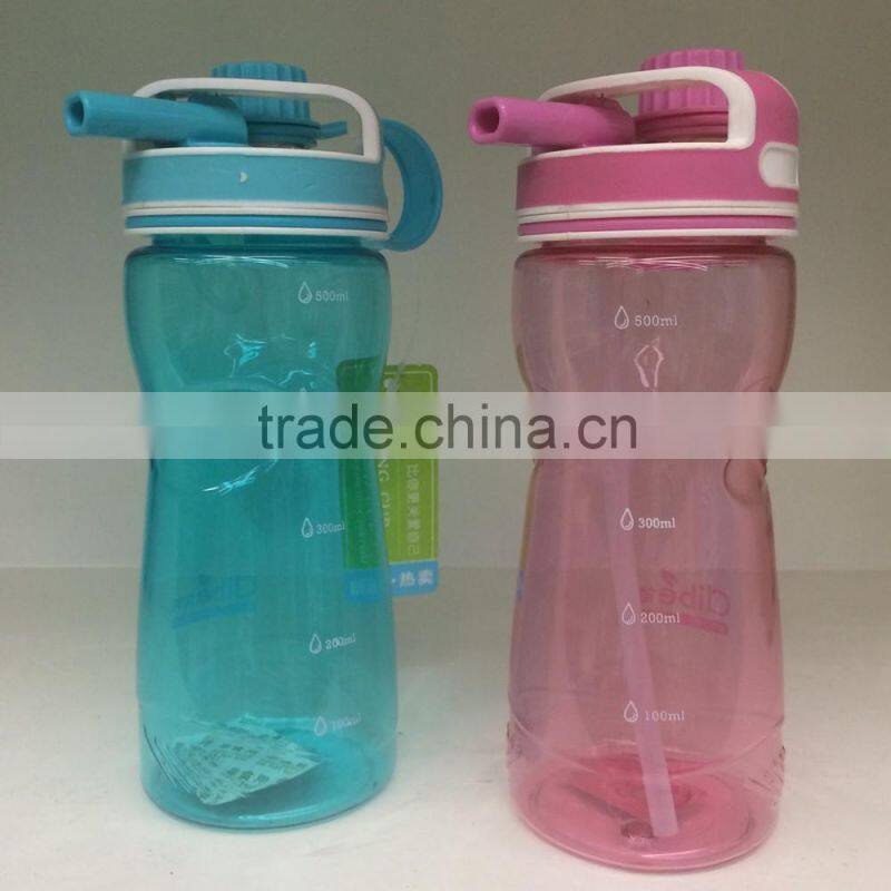 best selling new high quality plastic drinking water bottle sport bottle with straw