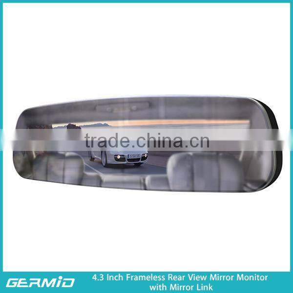 frameless mirror link rear view mirror monitor with TOUCH BUTTON and MIRROR LINK
