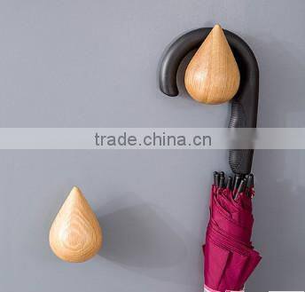 china factory FSC round shape wall mount hanging wooden clothes coat rack gift hook
