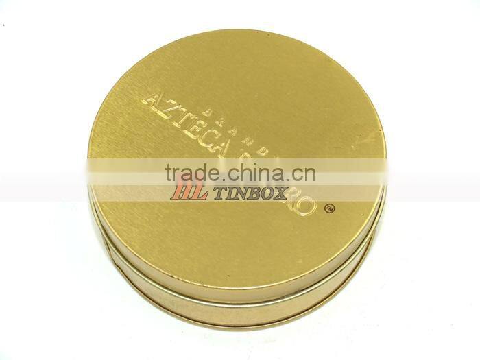 Gold Printed Embossing Round Tin box for Gift Candy Packaging