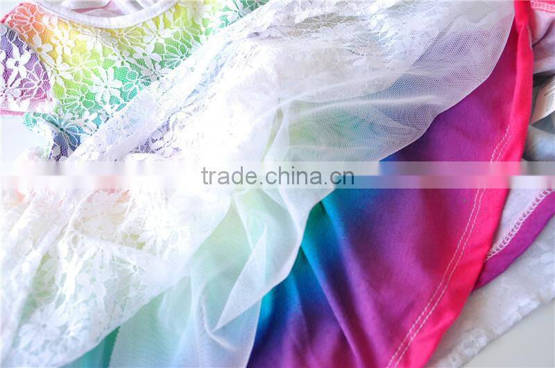 New arrival lace cotton dress colorful girls dress