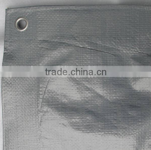 200 gram high quality silver color PE tarpaulin with aluminum eyelets