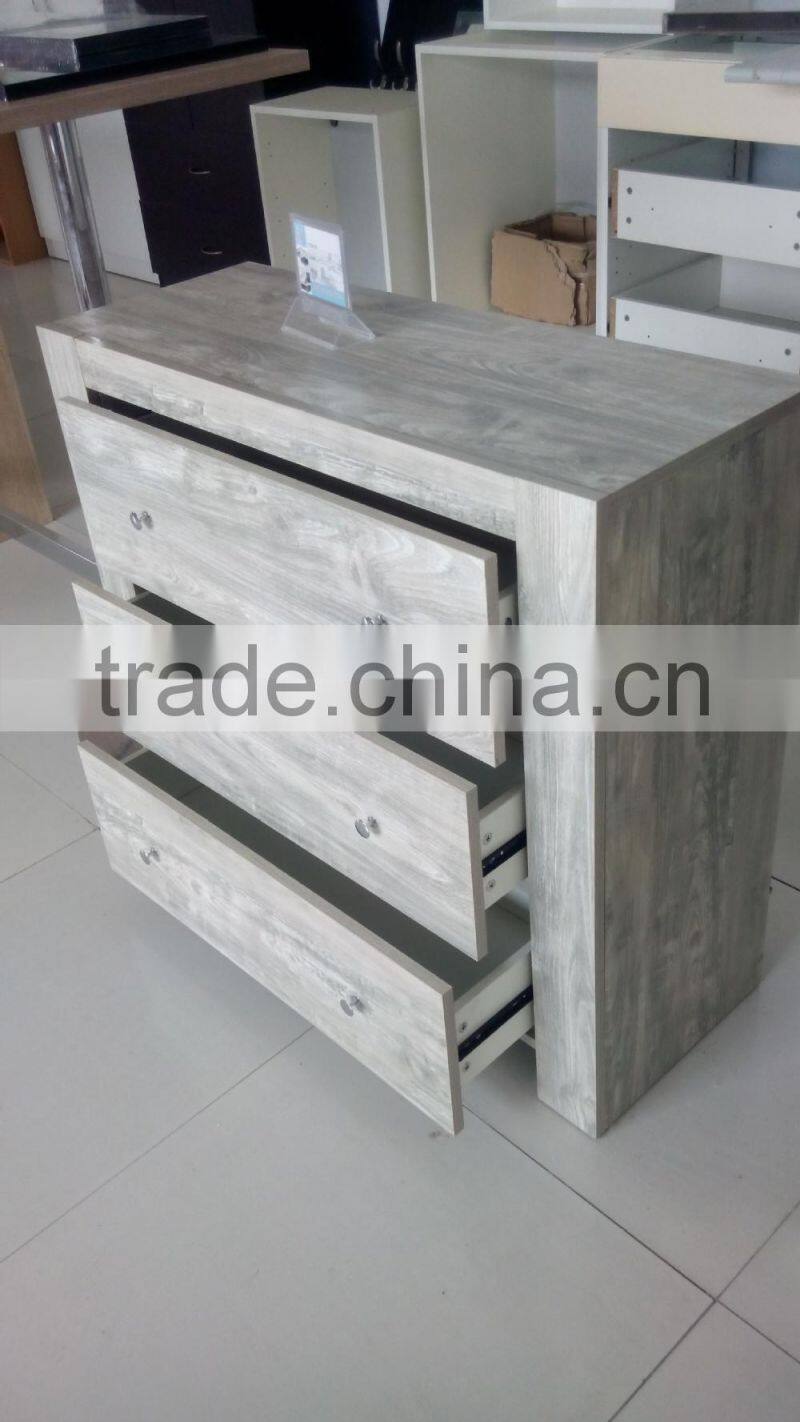 oak 3 door wardrobe with 2 drawer in bedroom