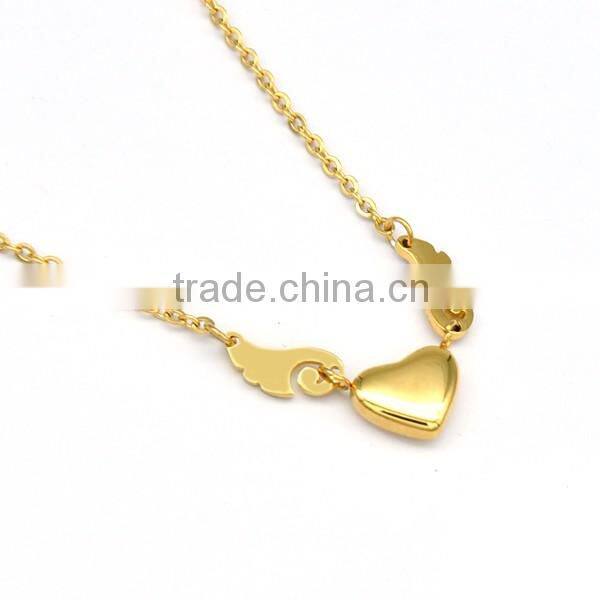 womens heart pendant necklace 18k gold plated factory price stainless steel necklace